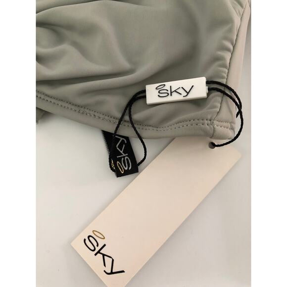 Sky Bikini Top Rhinestone Halter Embellished Gray NWT S - Picture 5 of 8